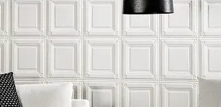 Classic and elegant square panel design 3D wallpaper in white